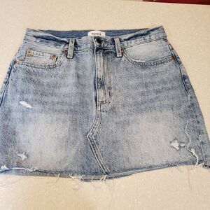 Pistola Womens Skirt 29 Distressed Denim Mini Button Fly Frayed Holes Grunge